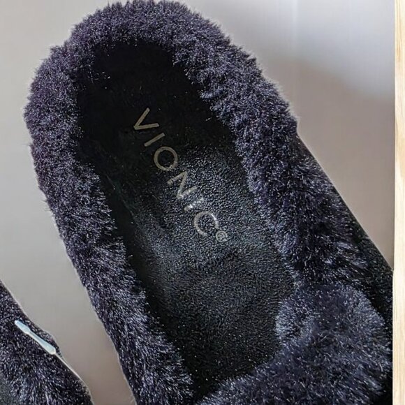 NWOB VIONIC (   ) KAILEN SLIP-ON Black Mule Shearling Suede Shoes - Picture 9 of 14